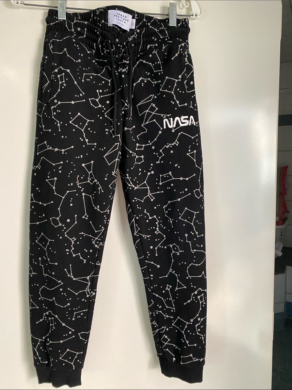 Urban Heritage Black Joggers with White Constellation Print.